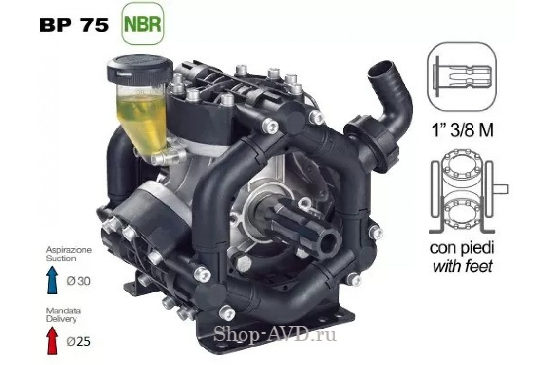 Насос мембранный Comet® серия BP75 1" (67 л/мин; 20 бар); вал ВОМ 1"3/8