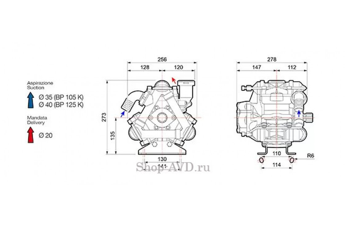 Насос мембранный Comet серия BP125 D 1" (117 л/мин; 20 бар)