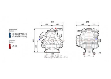Насос мембранный Comet серия BP125 D 1" (117 л/мин; 20 бар)