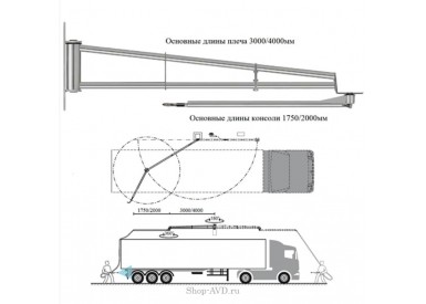 Поворотная консоль (труба) для грузовых моек, 4/2 м, нерж. сталь
