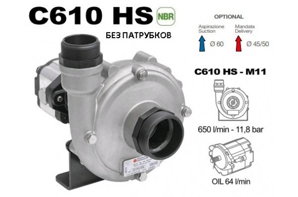Насос центробежный Comet® серия C610HS-M11(нерж.) с гидромотором (655 л/мин; 11,8 бар) без патрубков