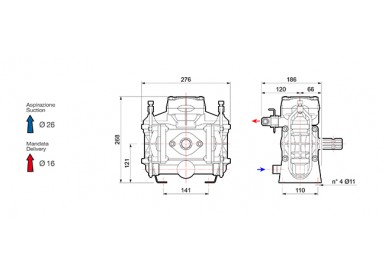 Насос мембранный Comet® серия ВP40 (43,3 л/мин; 15 бар); вал ВОМ 13/8
