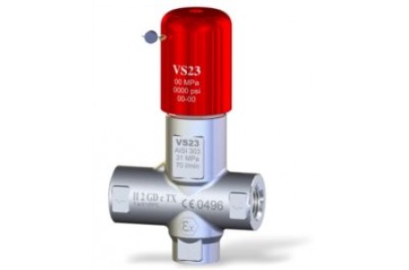 Клапан предохранительный VS 23-280-200° - PED вход 1/2 г. 70 л/мин 280 бар нерж.сталь Aisi 303