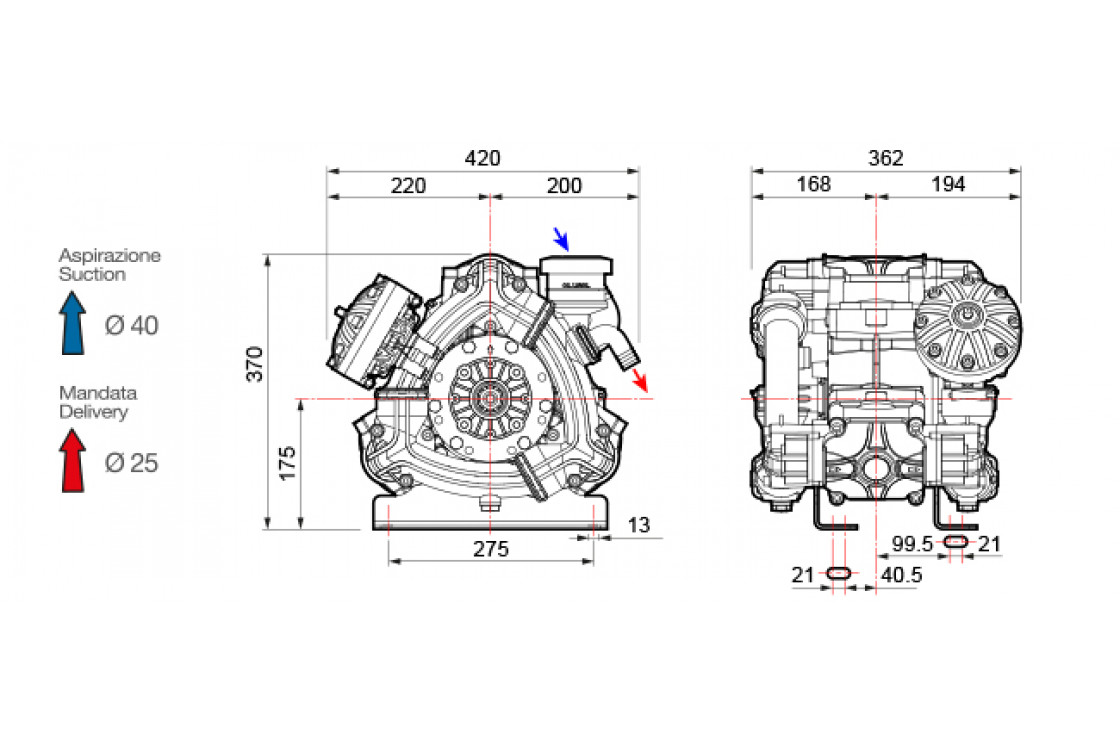 Насос мембранный Comet® серия ВPS160 (153 л/мин; 20 бар); вал ВОМ 13/8