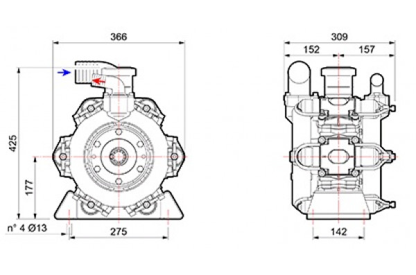 Насос мембранный Comet® серия ВP280 D (248л/мин; 20 бар); вал ВОМ 13/8