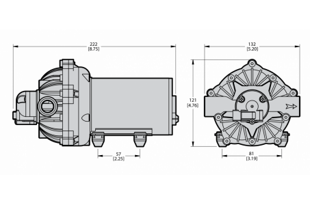 Насос мембранно-поршневой Comet® серия EVERFLO EF 5500 (20,8 л/мин; 4,1 бар) 24V с патрубками