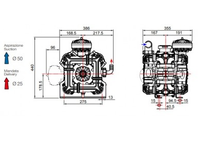 Насос мембранный Comet® серия ВPS200 D (199 л/мин; 20 бар); вал ВОМ 13/8