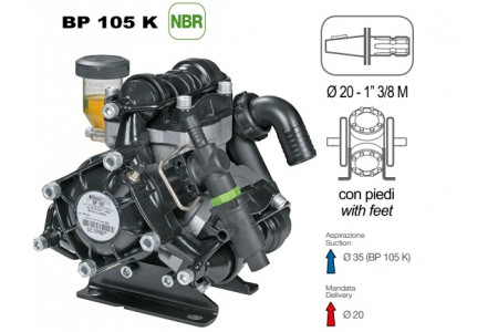Насос Насос мембранный Comet® серия ВP105 (104 л/мин; 20 бар); вал d20 гладкий/шпонка - ВОМ 13/8