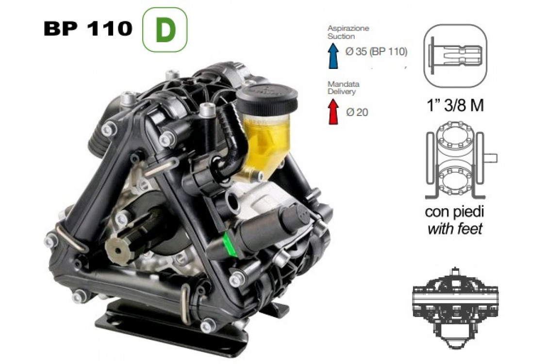 Насос мембранный Comet® серия ВP110 D (110 л/мин; 20 бар); гидрокомпенсатор; вал ВОМ 13/8