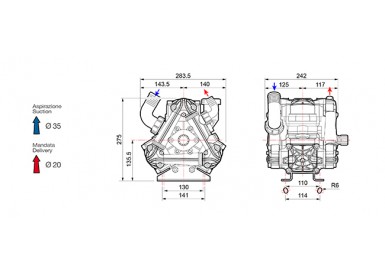 Насос мембранный Comet® серия ВP110 D (110 л/мин; 20 бар); гидрокомпенсатор; вал ВОМ 13/8