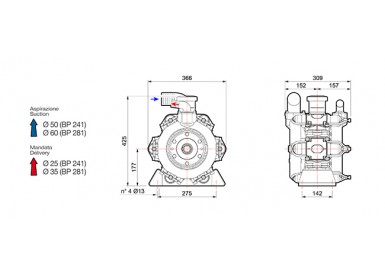Насос мембранный Comet® серия ВP241 D (222 л/мин; 20 бар); вал ВОМ 13/8