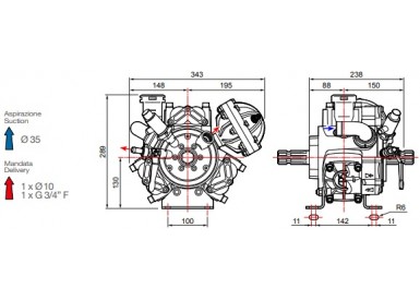 Насос мембранный Comet® серия APS 71 (67,2 л/мин; 50 бар); элемент соединительный под 6 болтов