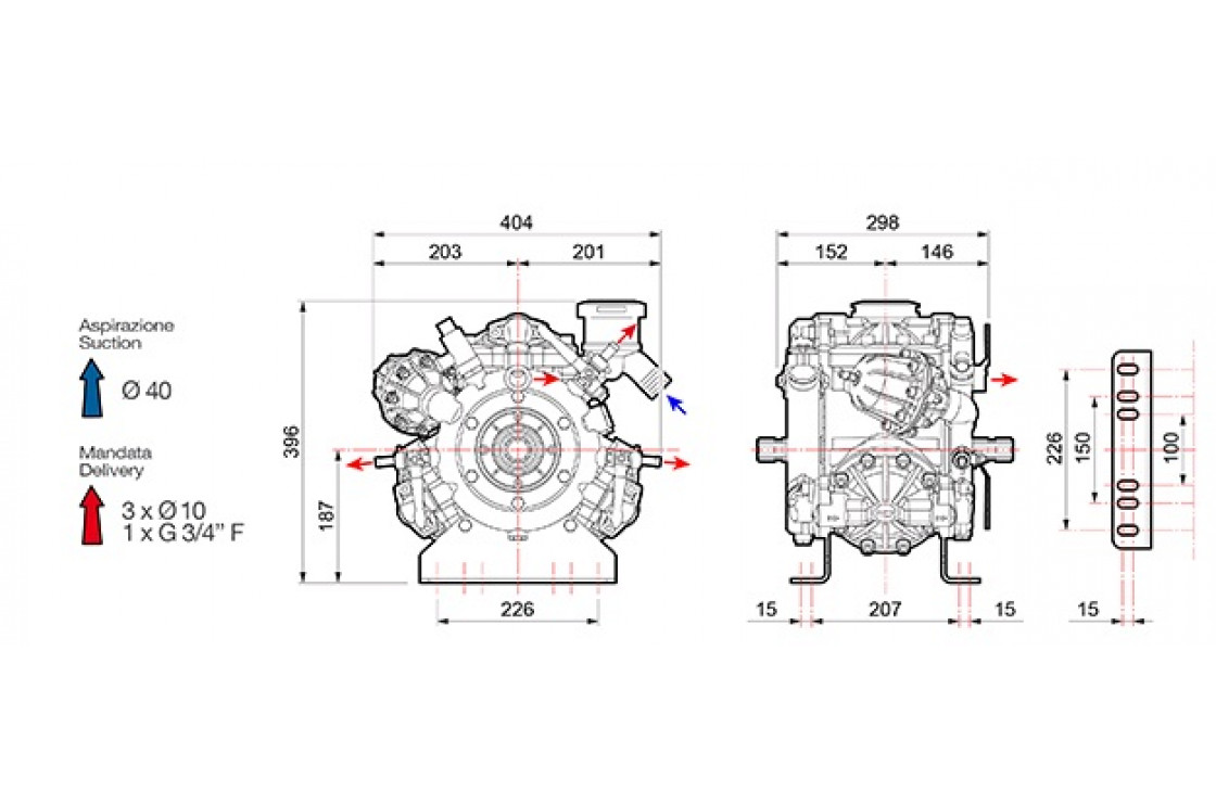 Насос мембранно-поршневой Comet серия IDS 1401 (135 л/мин; 50 бар)