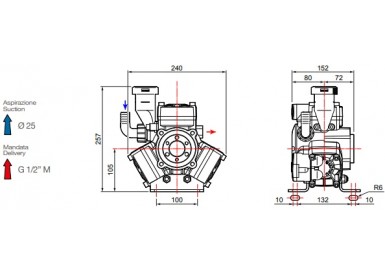 Насос мембранный Comet® серия APS 31 (25 л/мин; 40 бар); элемент соединительный под 6 болтов