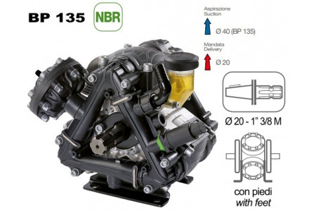 Насос Насос мембранный Comet® серия ВP135 (124 л/мин; 20 бар); вал d20 гладкий/шпонка - ВОМ 13/8