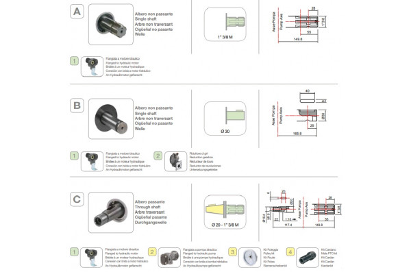Насос мембранный Comet® серия ВP135 (124 л/мин; 20 бар); вал d20 гладкий/шпонка - ВОМ 13/8