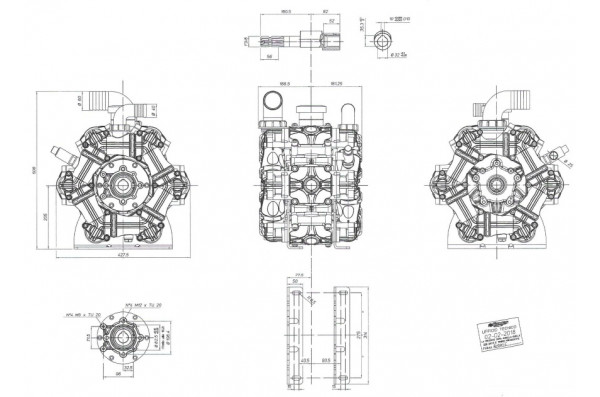 Насос мембранный Comet® серия ВPS300 (295 л/мин; 20 бар); ВОМ 13/8 - вал d32 внутрен./шпонка