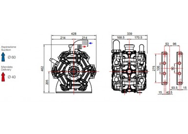 Насос мембранный Comet® серия ВPS300 D (295 л/мин; 20 бар); вал ВОМ 13/8
