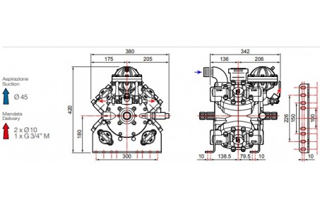 Насос мембранный Comet® серия APS 145 (142 л/мин; 50 бар); вал ВОМ 13/8