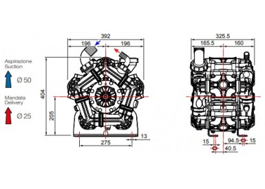 Насос мембранный Comet® серия ВPS260 (249 л/мин; 20 бар); ВОМ 13/8 - вал d25 внутрен./шпонка