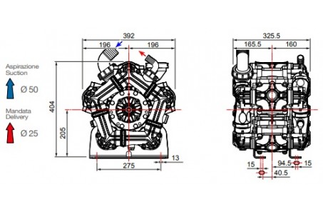 Насос мембранный Comet® серия ВPS260 (249 л/мин; 20 бар); ВОМ 13/8 - вал d25 внутрен./шпонка