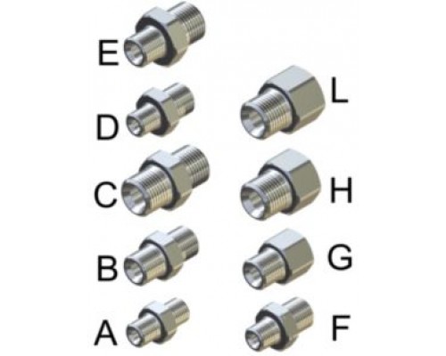 Переходник гайка 1/4; штуцер 3/8 нерж. 600 бар