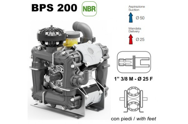 Насос мембранный Comet® серия ВPS200 (199 л/мин; 20 бар); ВОМ 13/8 - вал d25 внутрен./шпонка