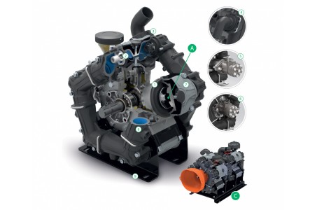 Насос мембранный Comet® серия ВPS200 (199 л/мин; 20 бар); ВОМ 13/8 - вал d25 внутрен./шпонка