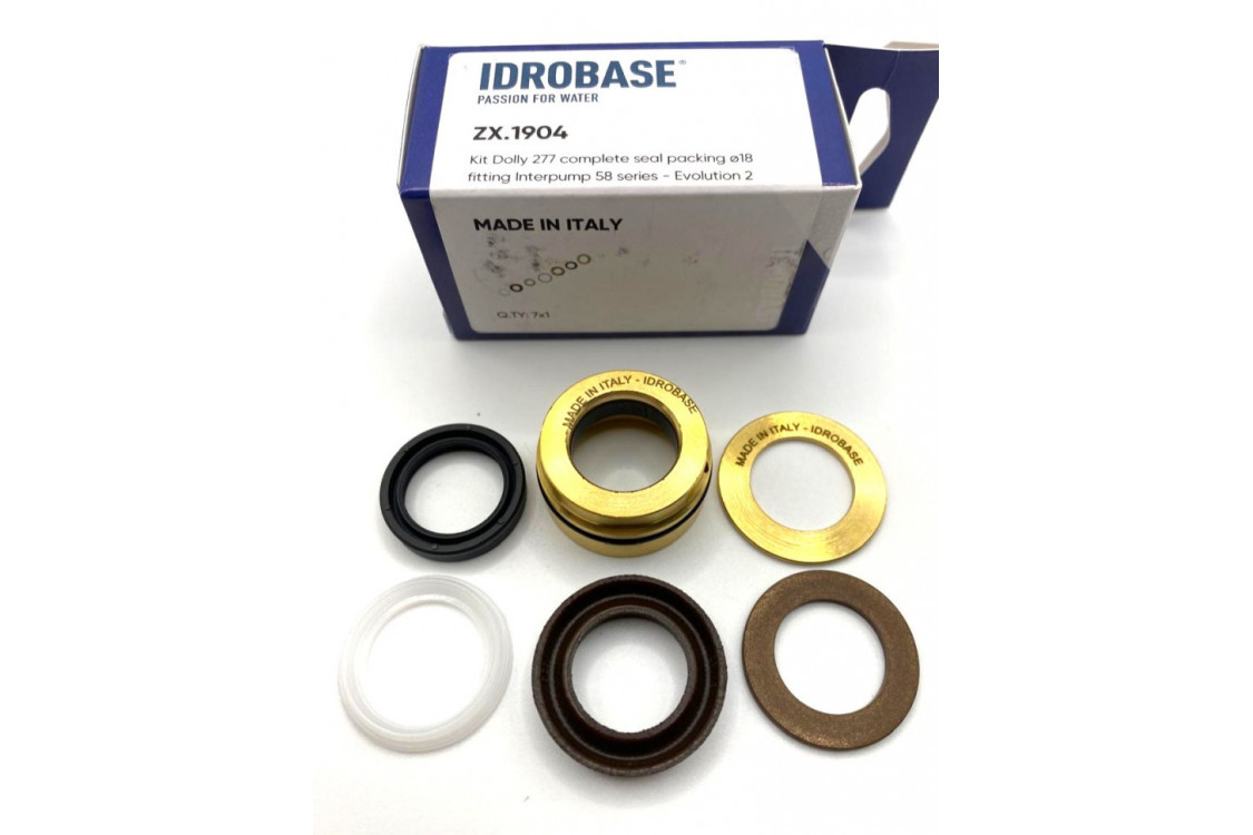 34027701/KIT 277 Комплект уплотнений плунжера INTERPUMP/GENERALPUMP SERIE 58 - EVOLUTION 2, Ø18 мм, ZX.1904, Италия IDROBASE