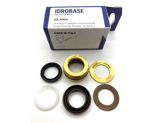 34027701/KIT 277 Комплект уплотнений плунжера INTERPUMP/GENERALPUMP SERIE 58 - EVOLUTION 2, Ø18 мм, ZX.1904, Италия IDROBASE