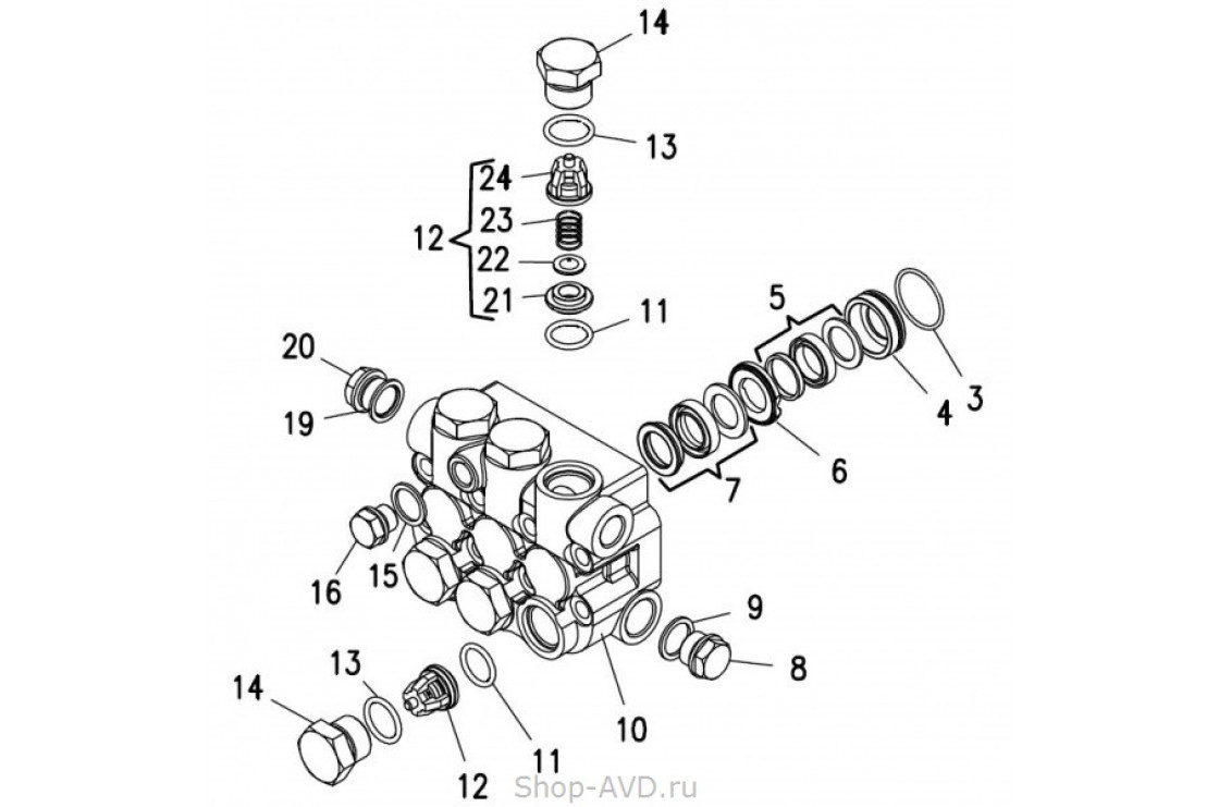 Hawk Комплект клапанного блока помпы (серия HD 150 бар)
