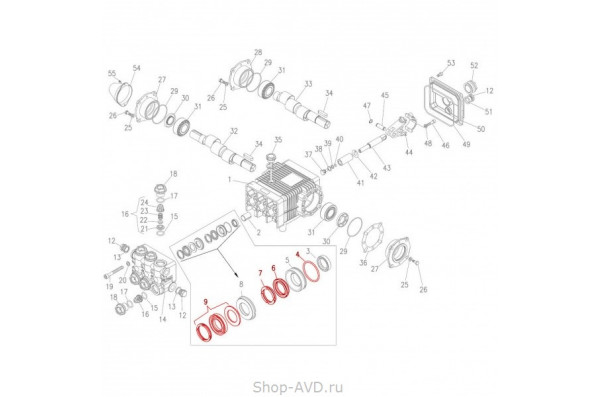 Hawk Комплект уплотнений на 3 поршня 20 мм (серия MTUV)