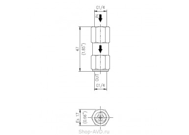 PA VRN-I Обратный клапан G1/4 F 450 бар 25 л/мин