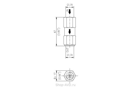 PA VRN-I Обратный клапан G1/4 F 450 бар 25 л/мин