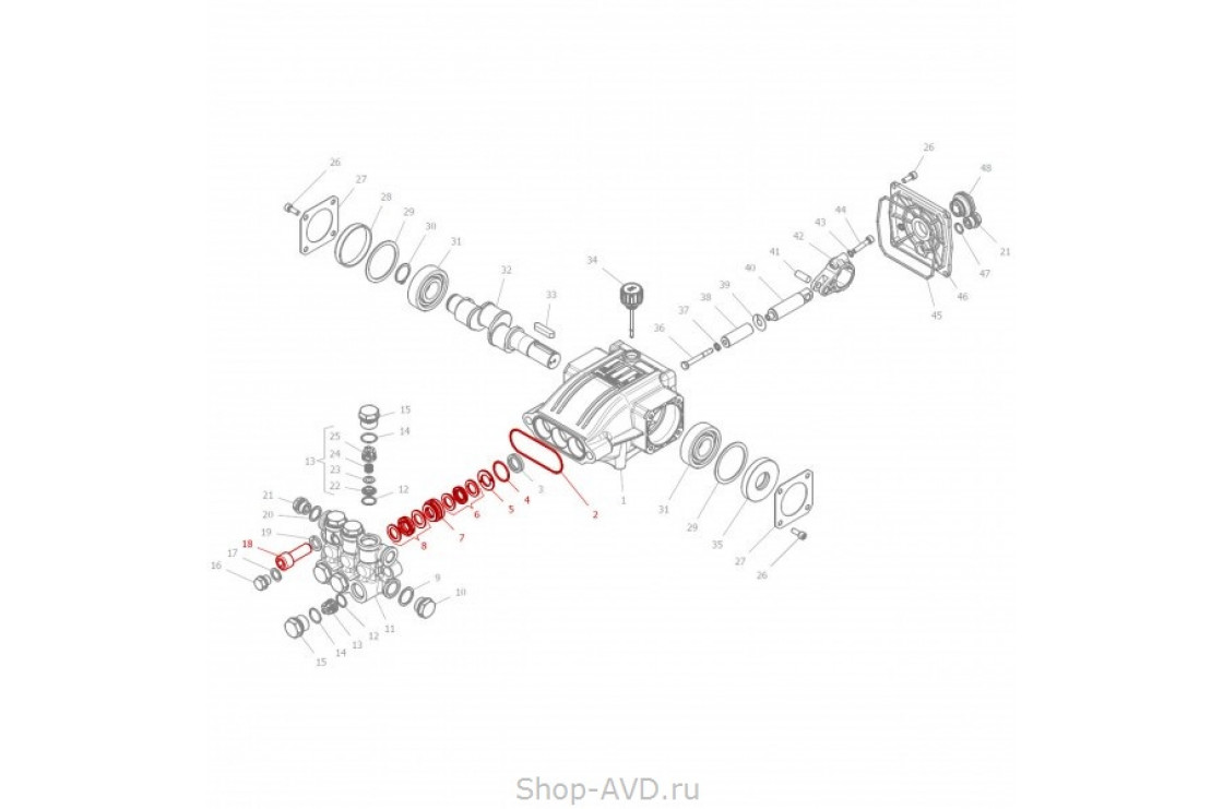 Hawk Полный комплект уплотнений на 1 поршень 16 мм (серия NHD)