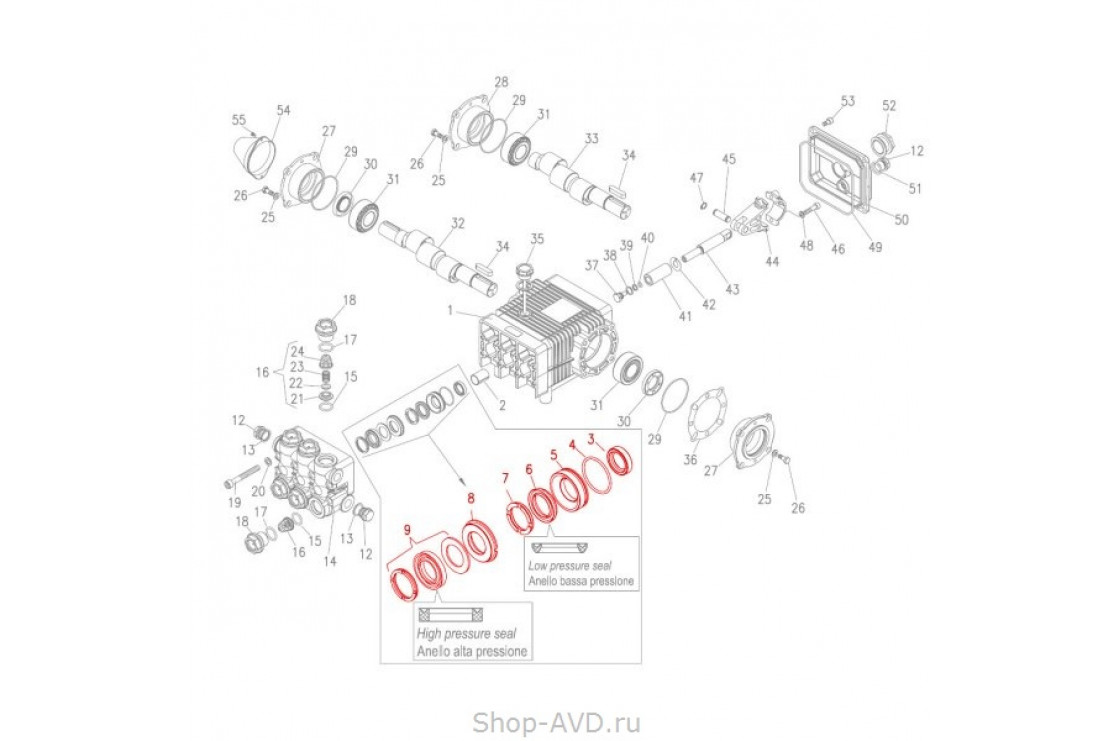Hawk Полный комплект уплотнений на 1 поршень 20 мм (серия MTUV)