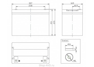 Zenith ZL120185 Необслуживаемый аккумулятор