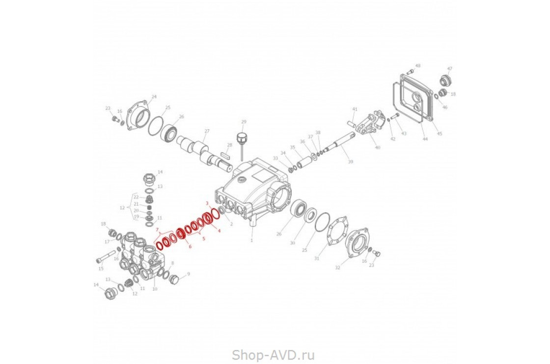 Hawk Полный комплект уплотнений на 1 поршень 18 мм (серия NPM 250 бар)