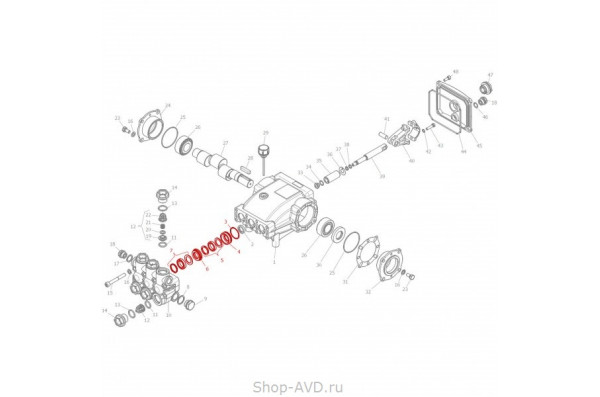 Hawk Полный комплект уплотнений на 1 поршень 18 мм (серия NPM 250 бар)