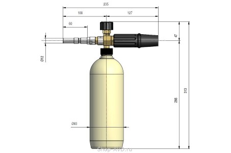 PA LS3 Пенная насадка под длинный байонет KW
