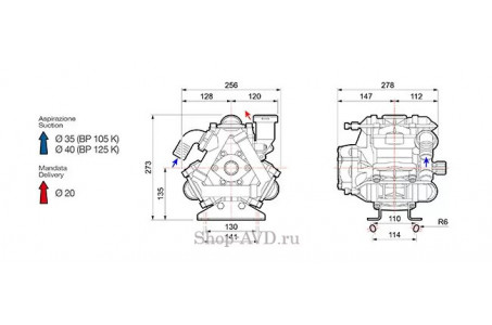 Насос мембранный Comet серия BP125 D 1" (117 л/мин; 20 бар)