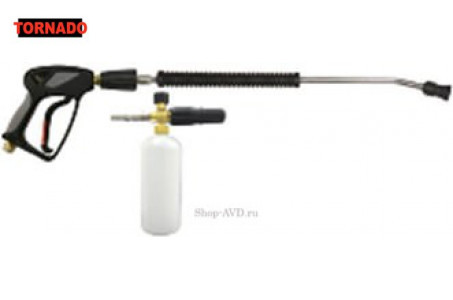 Пенокомплект TORNADO  (KW, ниппель нержавейка, муфта-байонет латунь, 250 bar), копье L=60cm, пистолет М22 вращ.
