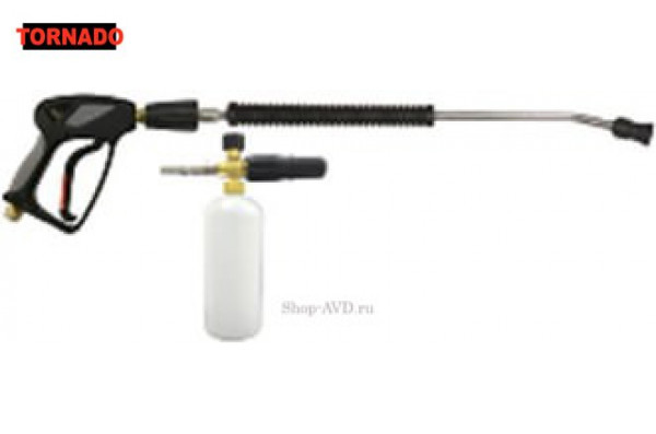 Пенокомплект TORNADO  (KW, ниппель нержавейка, муфта-байонет латунь, 250 bar), копье L=60cm, пистолет М22 вращ.