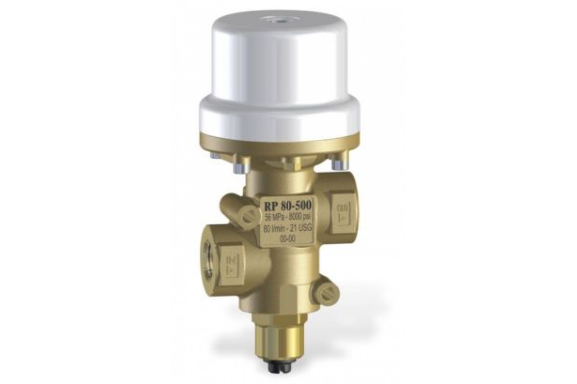 Клапан пневматический RP 80/500 вход 1/2 г. выход 1/2 г. воздух 1/4 г.  80 л/мин 560 бар