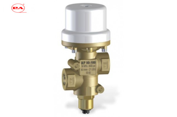 Клапан пневматический RP 80/500 вход 1/2 г. выход 1/2 г. воздух 1/4 г.  80 л/мин 560 бар
