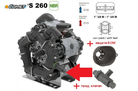Насос мембранный Comet® серия ВPS260; пред.клапан/защита ВОМ; (249 л/мин; 20 бар); вал ВОМ 13/8
