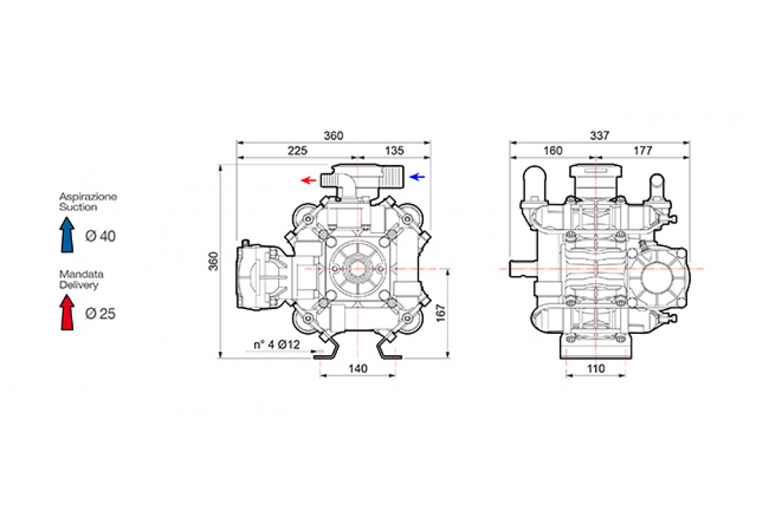 Насос мембранный Comet® серия ВP151 (138 л/мин; 20 бар); вал ВОМ 13/8