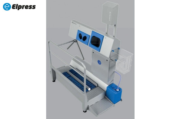 Санпропускник SANICARE-1000-B-R с опциональным  диспенсером бумаги и корзиной для бумаги (прав.)