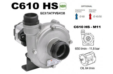 Насос центробежный Comet® серия C610HS-M11(нерж.) с гидромотором (655 л/мин; 11,8 бар) без патрубков