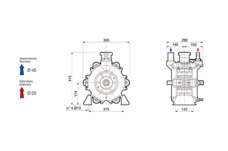 Насос мембранный Comet® серия ВP205 (193 л/мин; 20 бар); вал ВОМ 13/8